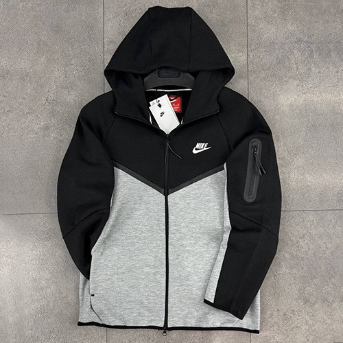 سویشرت نایک تک فلیس پاندا (NIKE TECH FLEECE 2025) رنگ مشکی طوسی پاندا سایز L